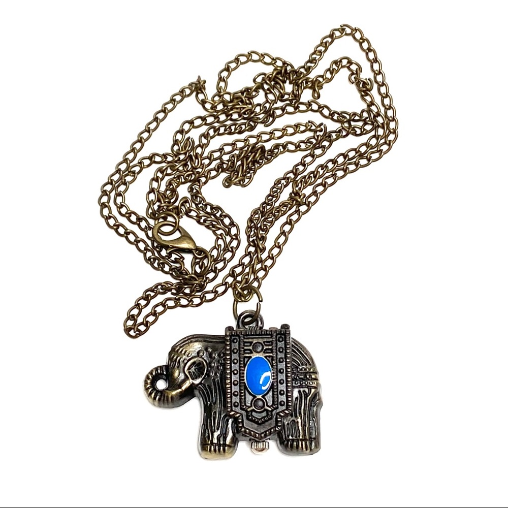 Elephant Watch Pendant Necklace